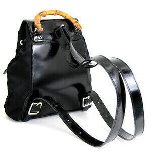 Gucci Nylon Bamboo Backpack Canvas Black